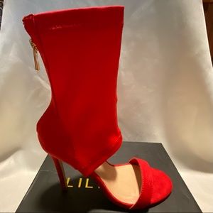 New Red Open-toe Booties Sz 8